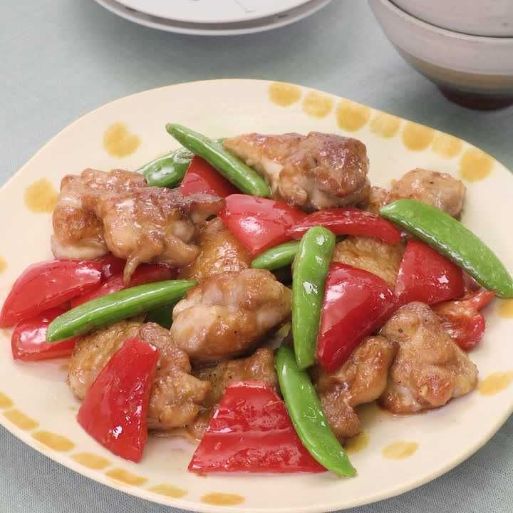 鶏肉とスナップエンドウのオイマヨ炒め