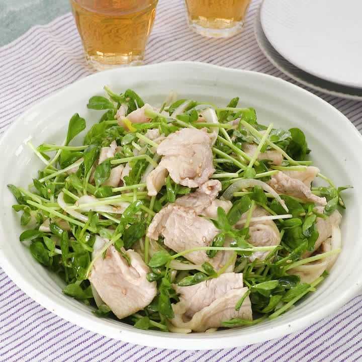 豚肉と豆苗のポン酢あえ