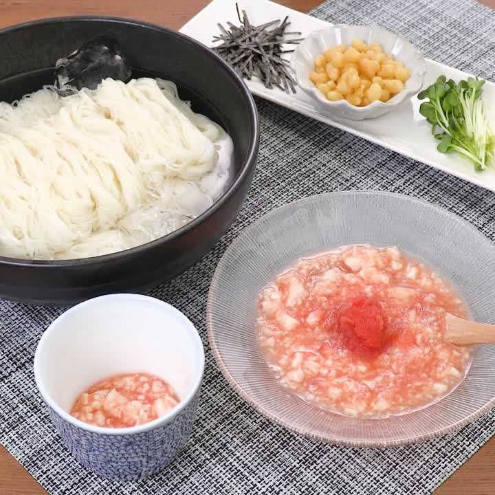 明太とろろそうめん