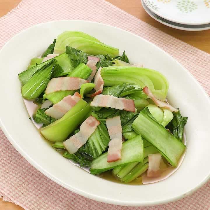 チンゲン菜とベーコンの煮浸し