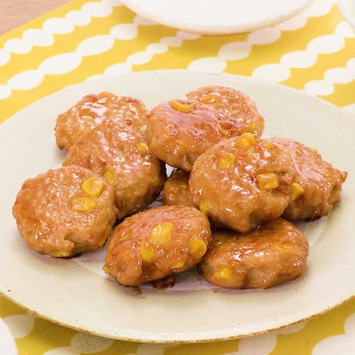 鶏ひき肉とコーンのバター醤油つくね