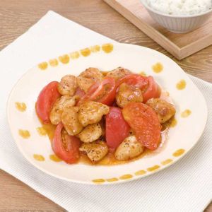 「鶏肉とトマトのガーリックポン酢炒め」のレシピ動画
