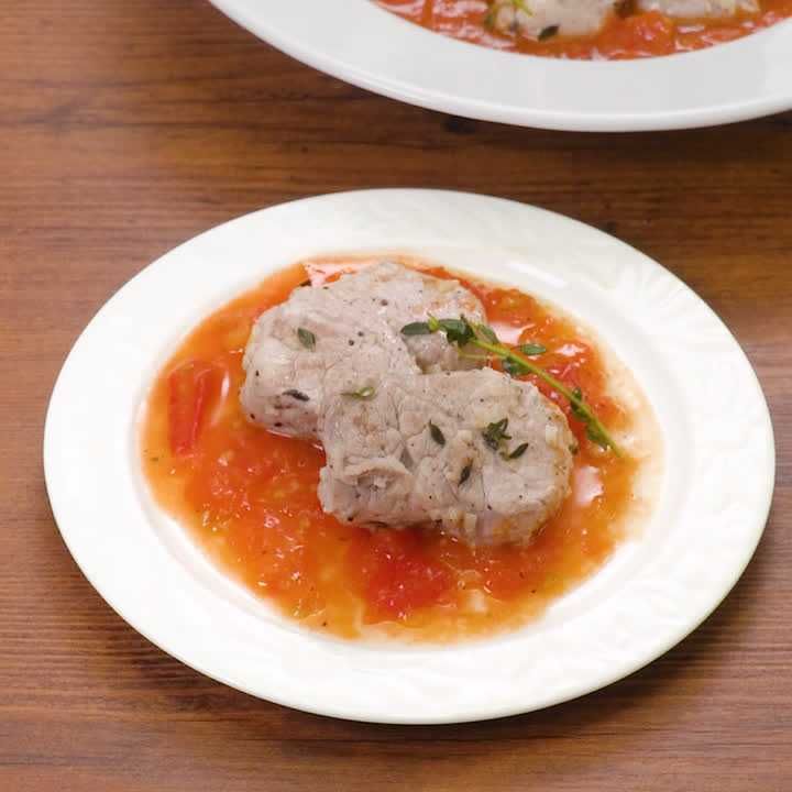 豚ヒレ肉のフレッシュトマトソース