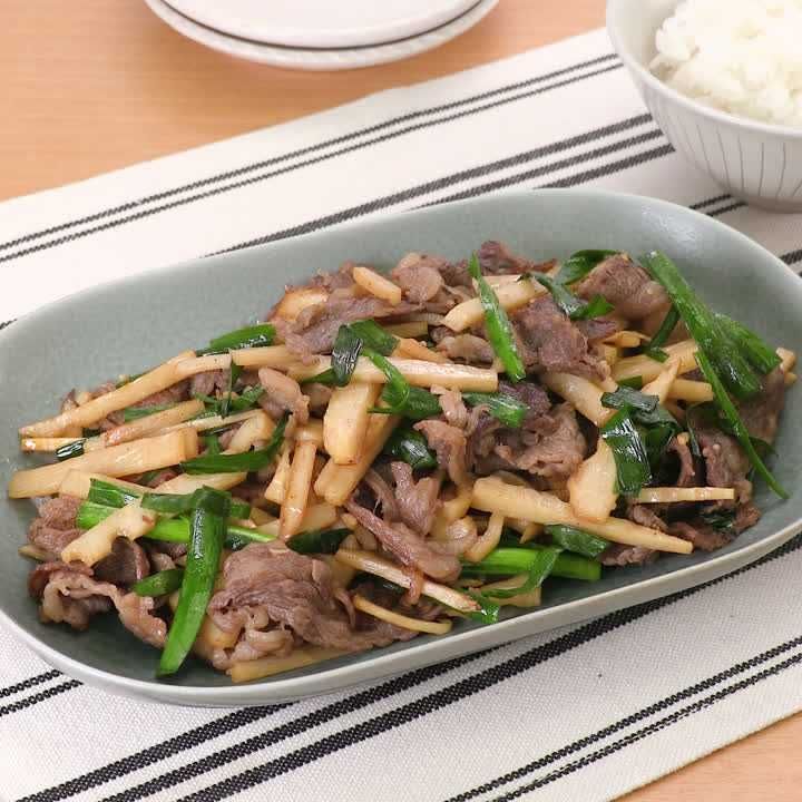 牛肉とたけのこの甘辛炒め