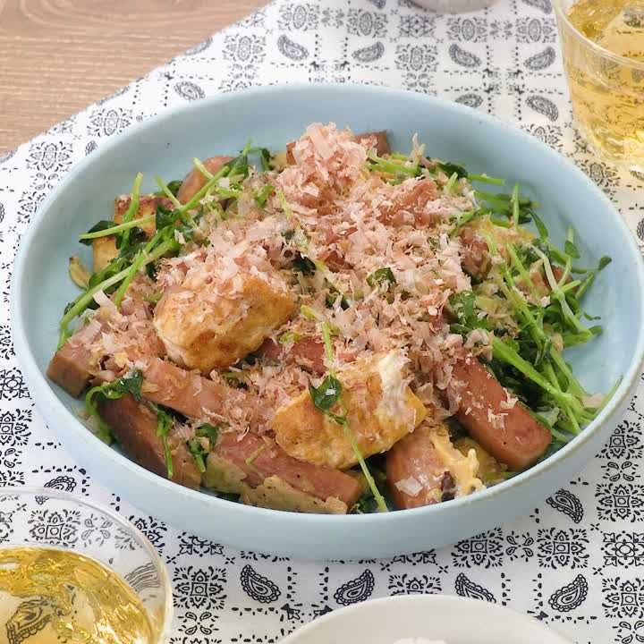 ランチョンミートの豆苗チャンプルー