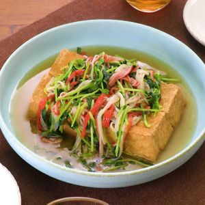 「厚揚げの豆苗中華あんかけ」のレシピ動画