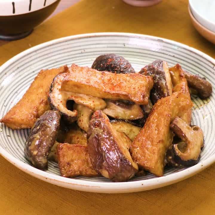 しいたけと厚揚げのマヨ照り焼き