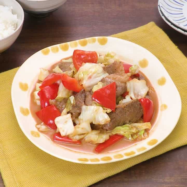 キャベツと牛肉のオイスターマヨ炒め
