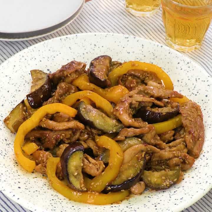 豚こまとナスのオイスター炒め