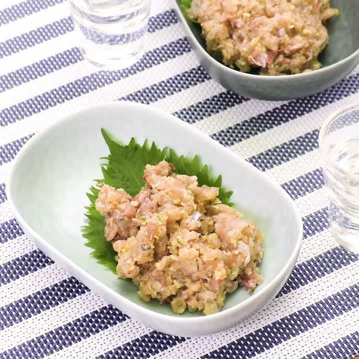 アジの梅みそなめろう