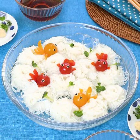 トマト金魚が可愛らしい 金魚すくいそうめんのレシピ動画 作り方 Delish Kitchen