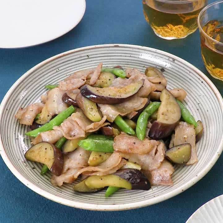 豚バラといんげんのにんにく炒め