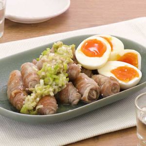 豚バラ肉のくるくるネギ塩チャーシュー