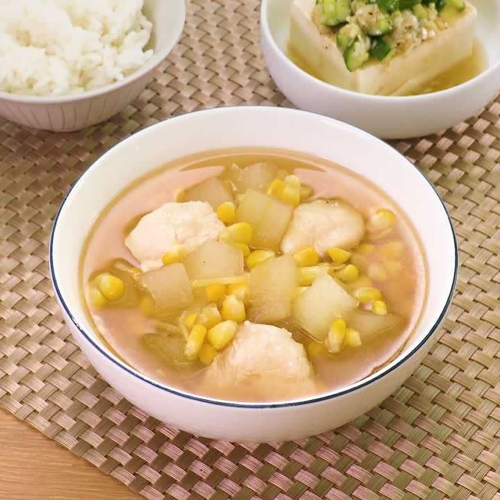 とうもろこしと冬瓜の生姜スープ