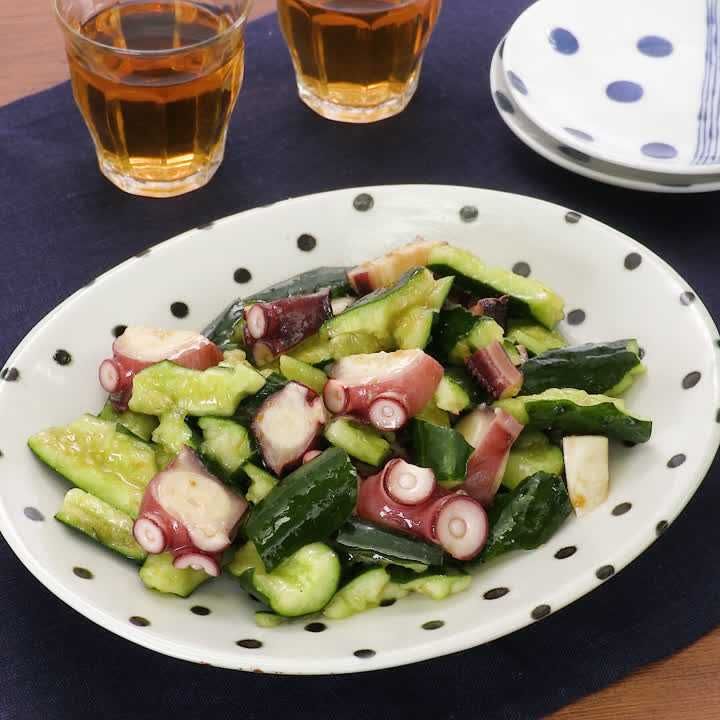 たこと叩ききゅうりの柚子胡椒あえ