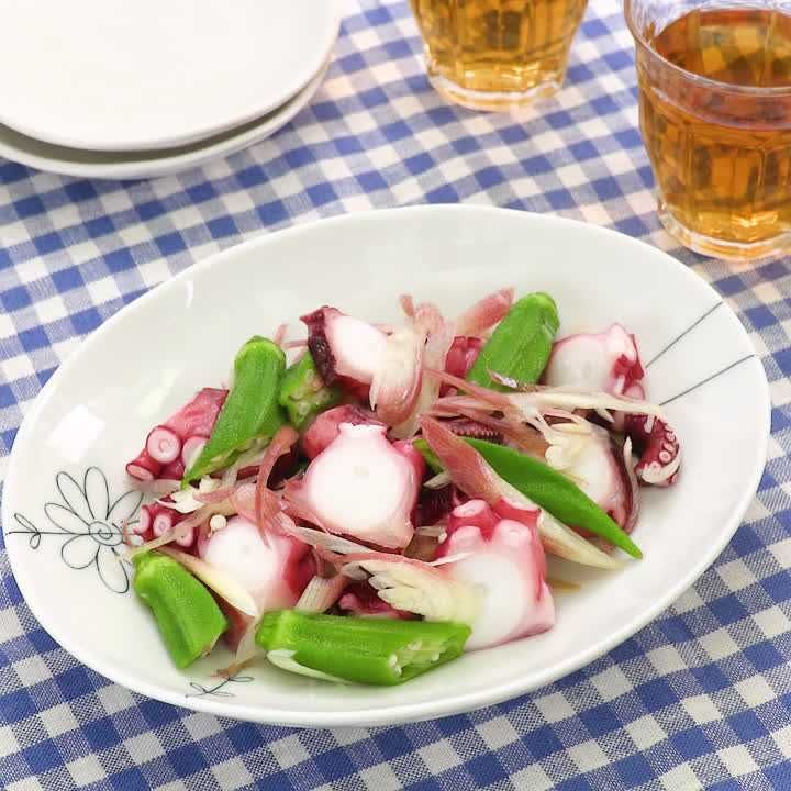 たことオクラの酢の物