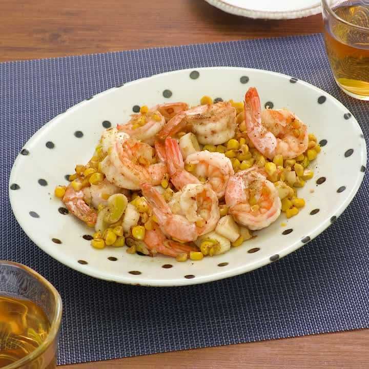 えびととうもろこしの山椒炒め