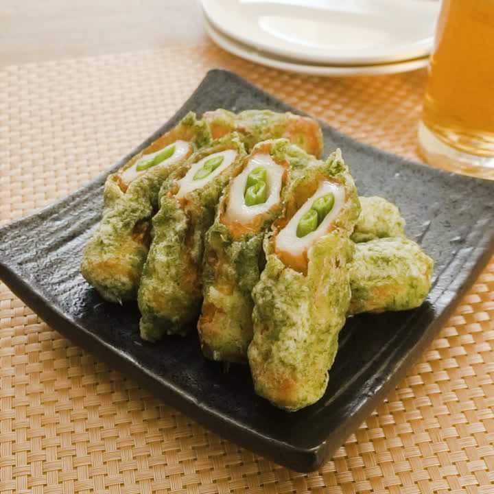 いんげん入りちくわ磯辺揚げ