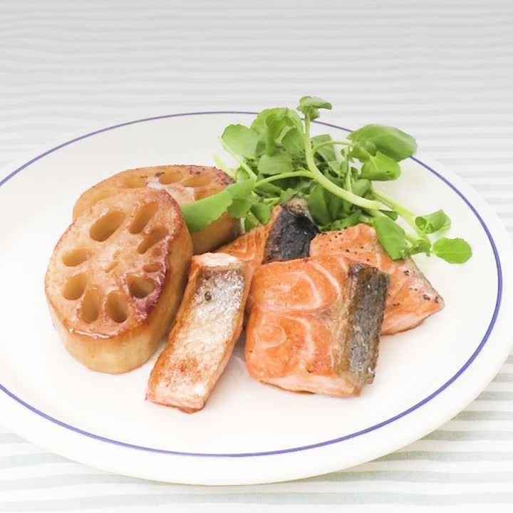 鮭とれんこんのバターしょうゆステーキ