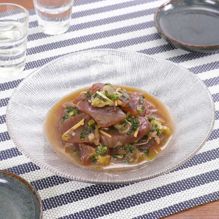 漬けカツオの香味和え