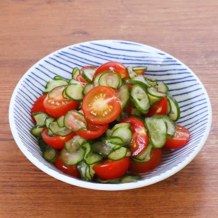 ミニトマトときゅうりの甘酢和え