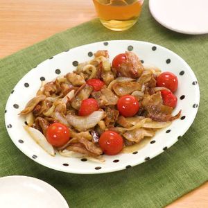 ミニトマトと豚バラの甘酢炒め