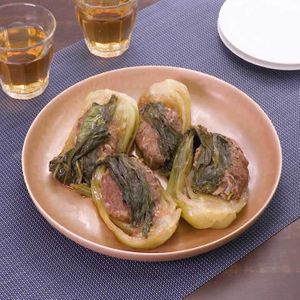 「青梗菜のピリ辛ひき肉ボート」のレシピ動画