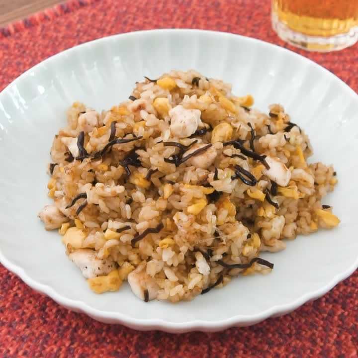 ささみと塩昆布のチャーハン