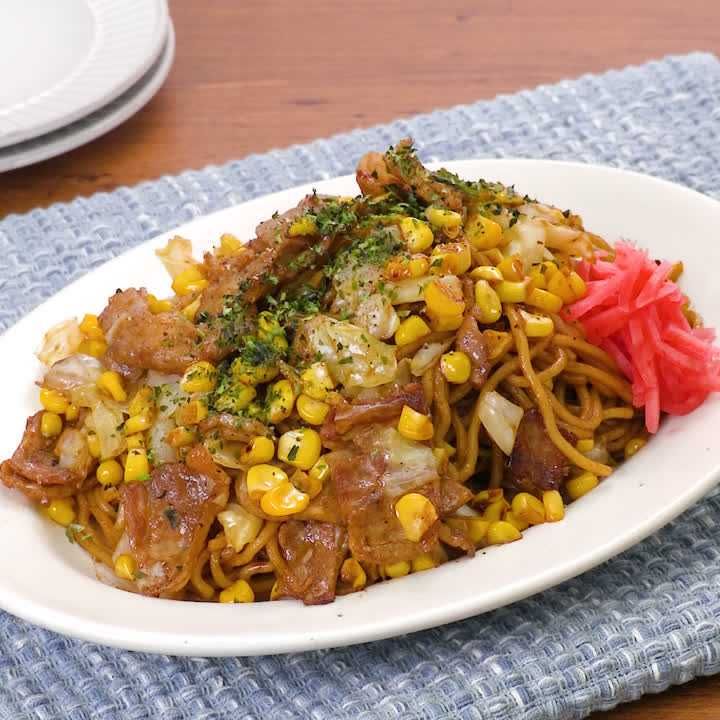 とうもろこしの焦がし焼きそば