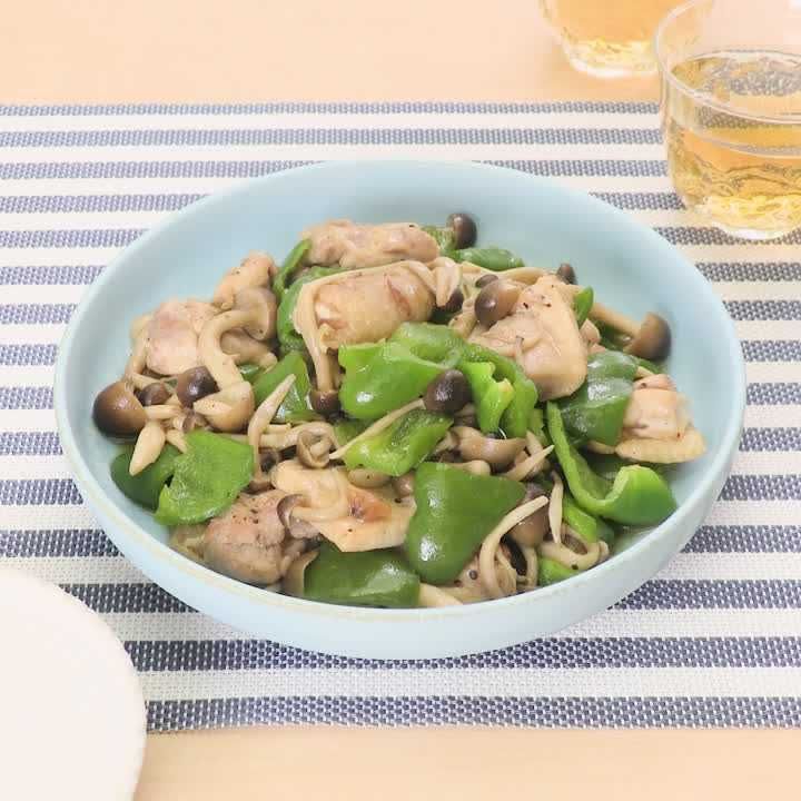 鶏もも肉とピーマンの梅照り炒め