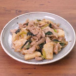 「豚肉と長芋の梅肉炒め」のレシピ動画