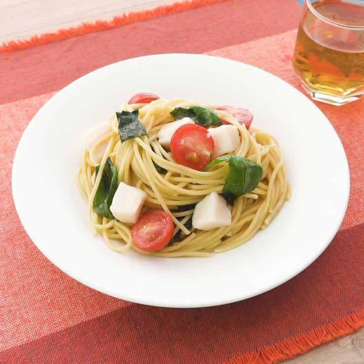ミニトマトとホタテのバジルパスタ