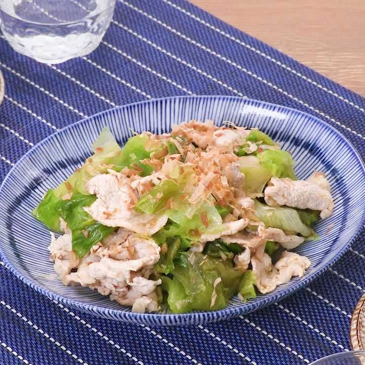 豚ロースとゆでレタスの柚子胡椒あえ
