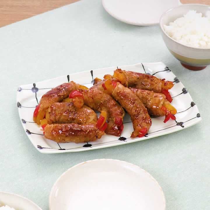 パプリカのオイスター肉巻き