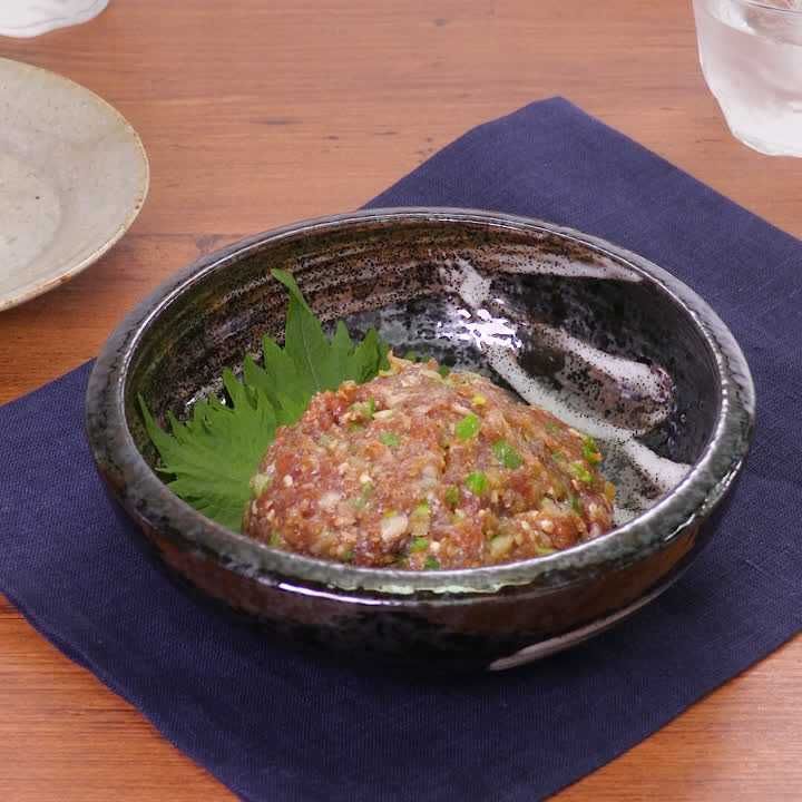 マグロとオクラのなめろう風