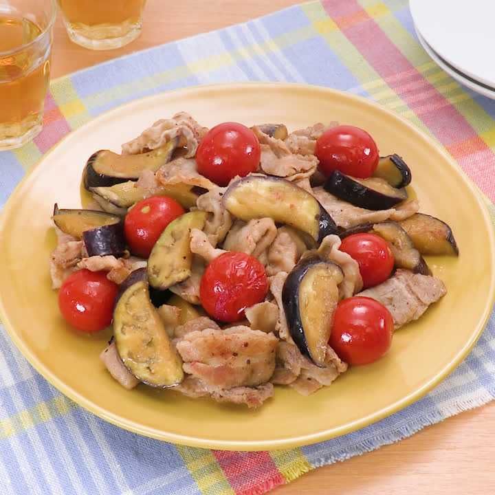 ミニトマトと豚肉のポン酢炒め