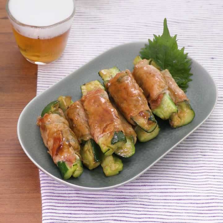 肉巻ききゅうりの梅照り焼き