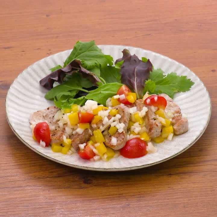 豚ヒレソテーのマリネソースがけ