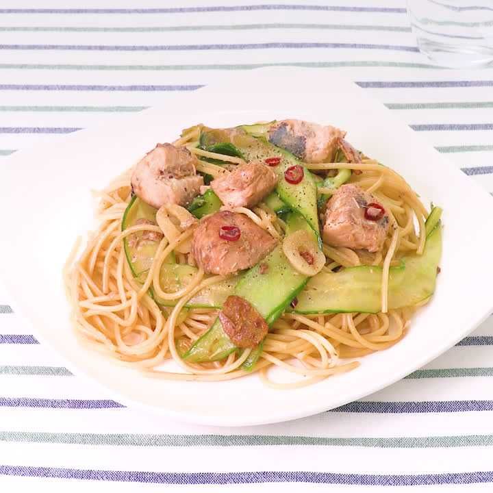 鮭ときゅうりの和風パスタ