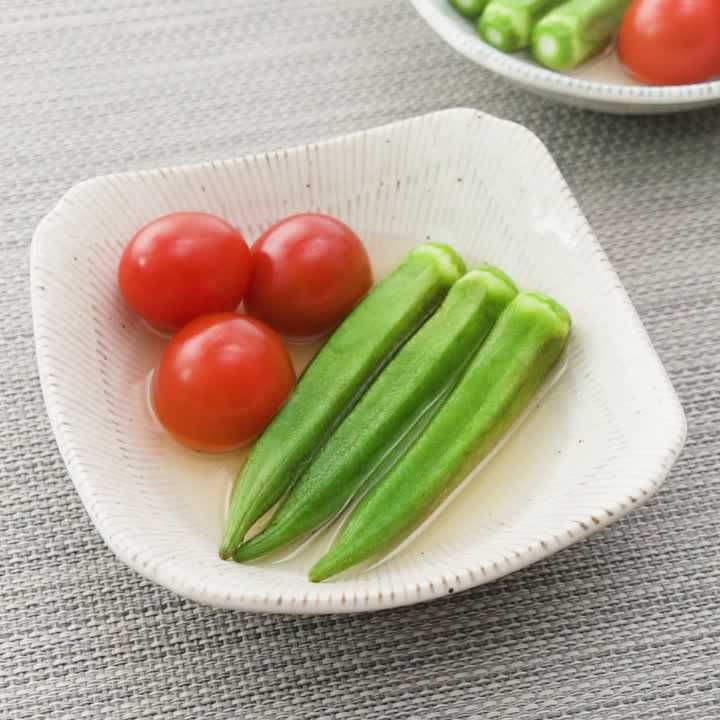 オクラとミニトマトの白だし煮浸し