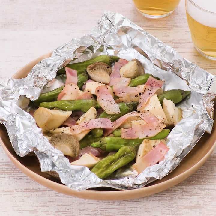 ししとうとエリンギのバターホイル蒸し