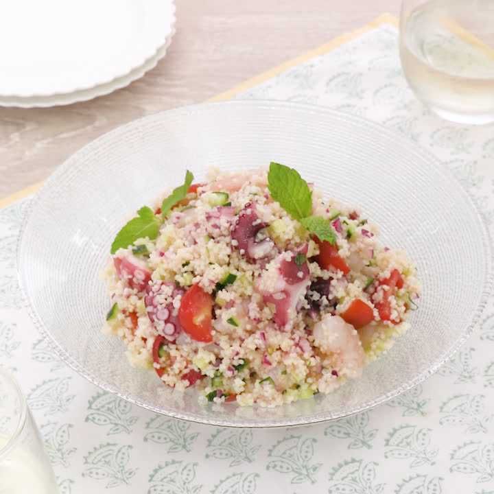 えびと紫玉ねぎのクスクスサラダ