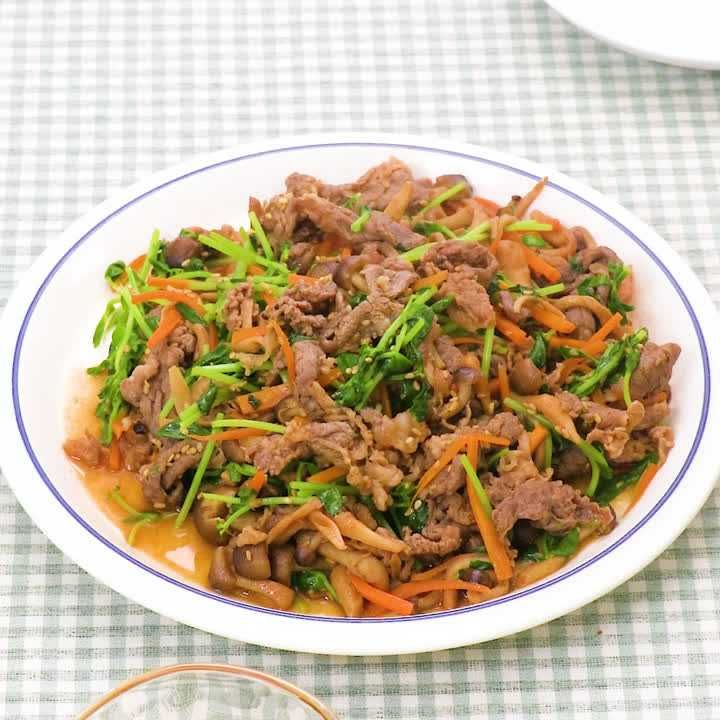 豆苗のプルコギ風