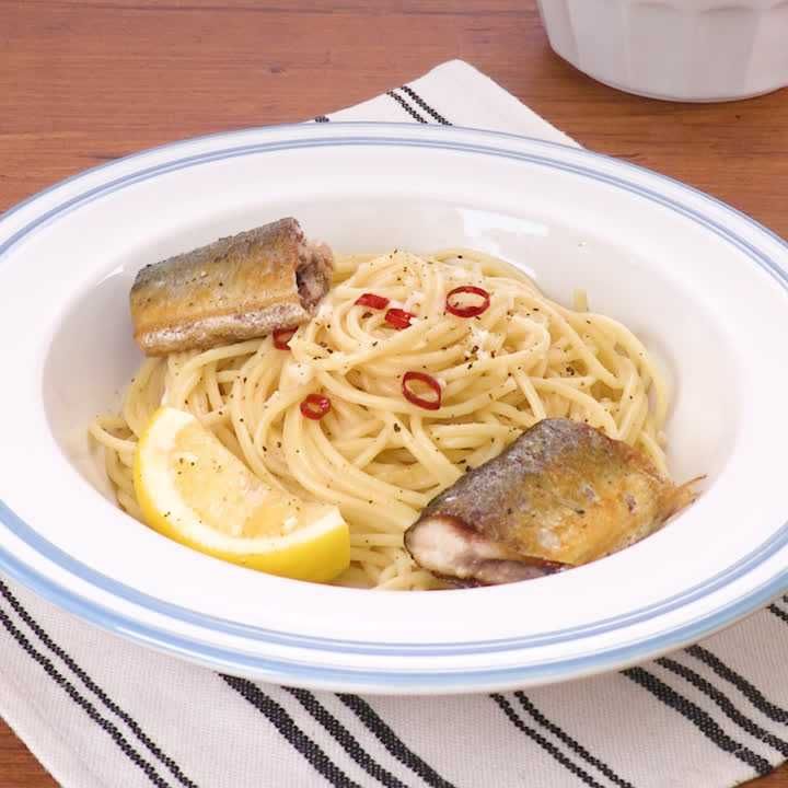 さんまのレモンオイルパスタ