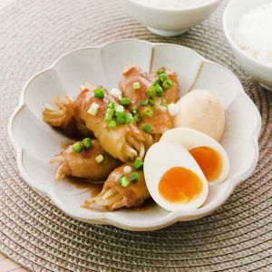 もやしの肉巻きと卵の甘辛煮