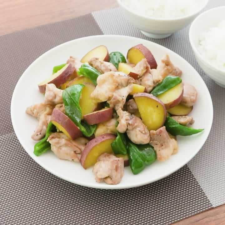 鶏もも肉とさつまいもの塩バター焼き