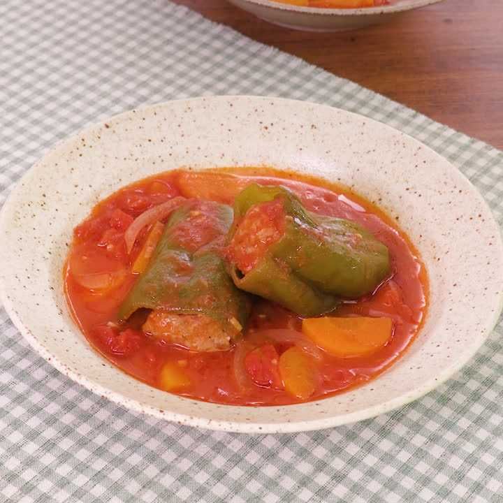 ピーマンの肉詰めスープ