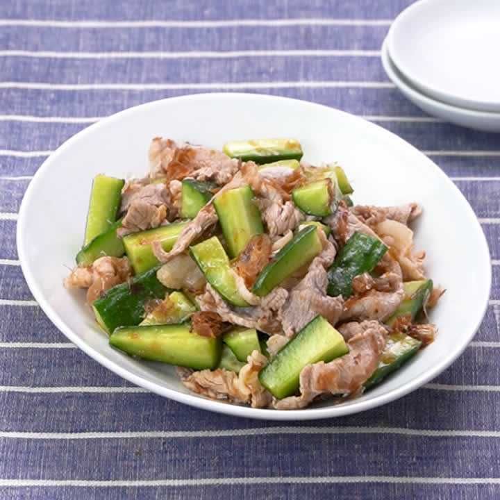 豚こまときゅうりの柚子胡椒和え