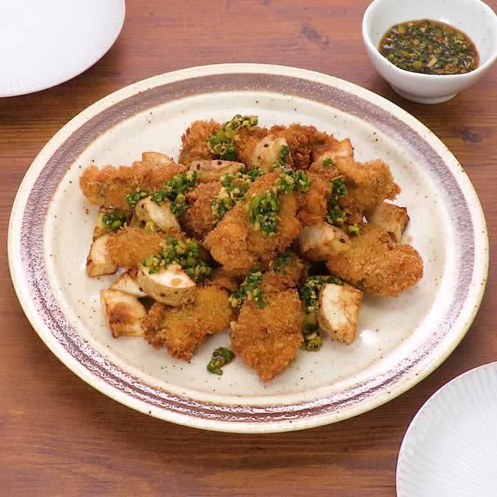 ねぎしょうがだれのカキフライ