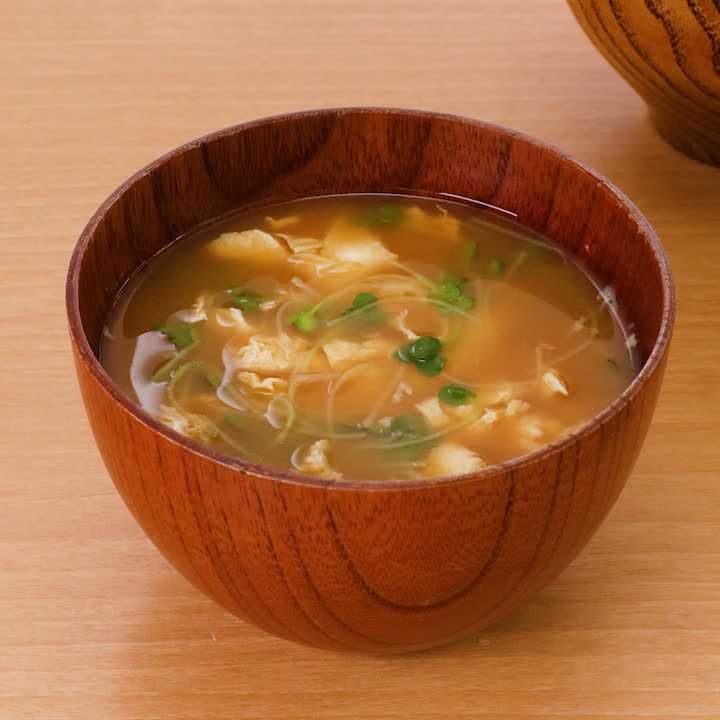 かいわれのかきたま味噌汁